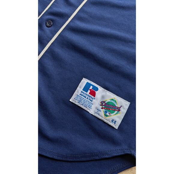 San Diego Padres 1997-1998 Russell DIAMOND jersey 44 M navy orange MLB vintage - Picture 5 of 15